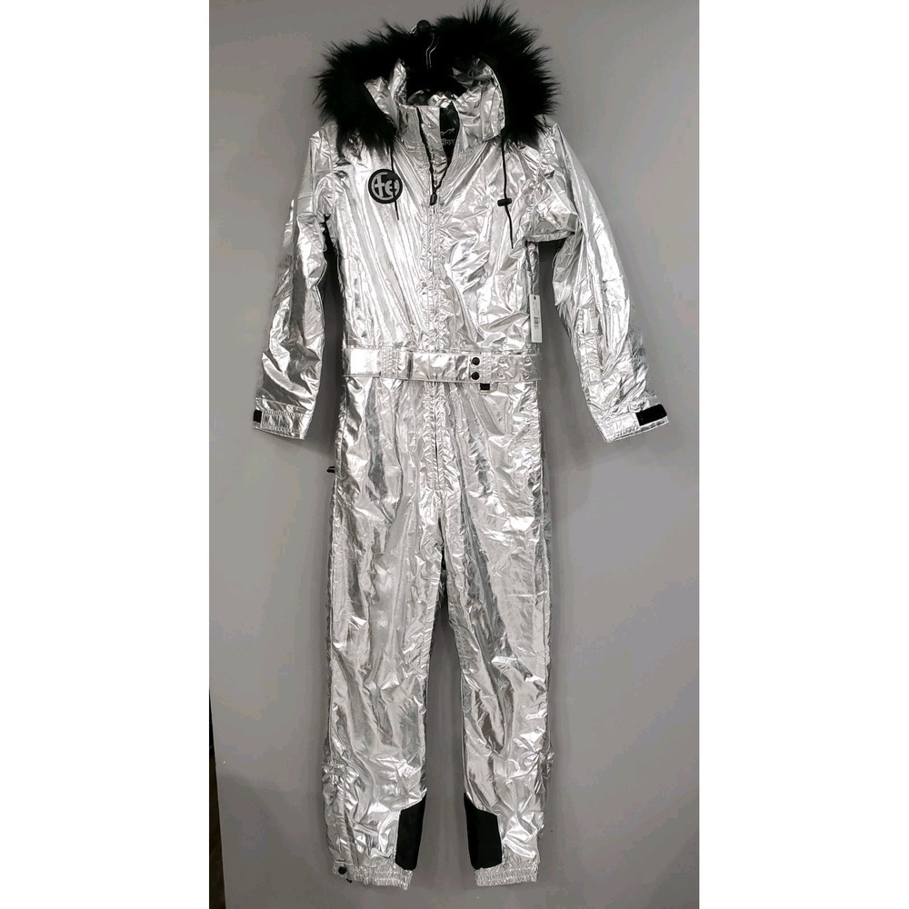 NEW SZ SMALL TIPSY ELVES SILVER BULLET ONE PIECE SKI SNOW SUIT Metallic Bodysuit